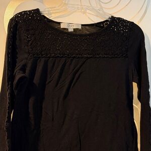 LOFT Elegant Black Long Sleeve Top - XS